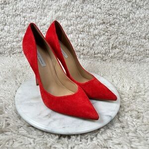 Saks Fifth Avenue Womens Size 11 Suede Red High Heel Pumps
